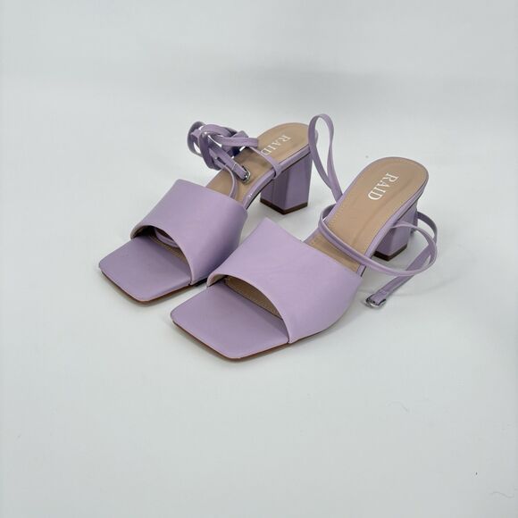 Asos Raid Naya Tie Ankle Mid Heeled Sandals In Lilac  US 7 - Picture 5 of 11